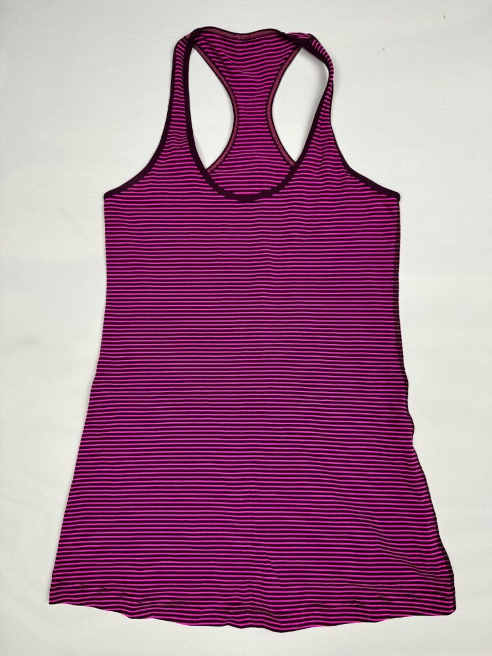 Lululemon Cool Racerback Tank Pink Burgundy Stripe Approx 4